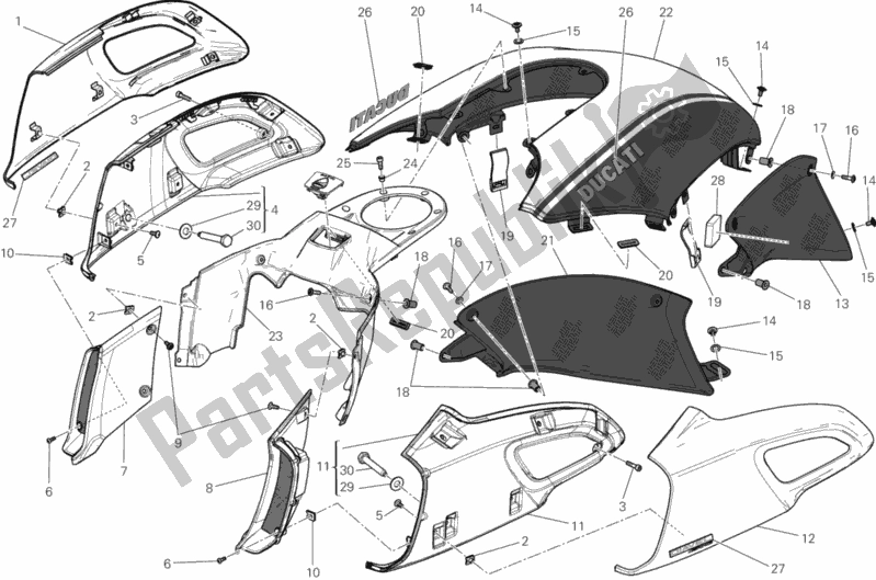 Tutte le parti per il Coperture, Serbatoio del Ducati Diavel AMG 1200 2013
